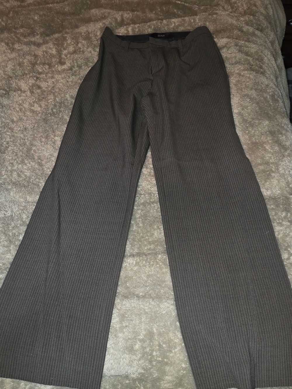 GAP Women's Pinstripe Wide-Leg Trousers - Dark Brown